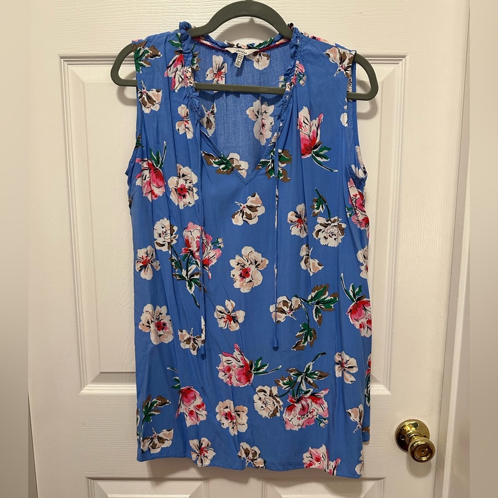 Joules Blue Floral Sleeveless Blouse       Size 16